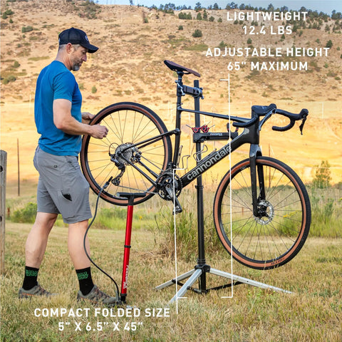 Sport Mechanic Bicycle Repair Stand With Tripod Base, lightweight, 65-inch height, pro work stand for bike maintenance outdoors