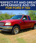 Red Ford F-150 truck showcasing the perfect fit of the 1997-2004 6.34 Inch Short Antenna Mast for all weather use.