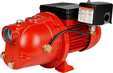 Shallow Well Jet Pump, Half Horsepower, Cast Iron, 12.6 GPM, Dual Voltage 115 or 230 Volts, Self Priming After Initial Prime