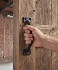 Hand gripping 12 Pack 4 Inch Curved Door Pull Handles for Outdoor Warehouse Garage Shed Closet with easy grip metal pull