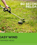 Person using 80V Brushless Cordless String Trimmer With 16 Inch Cut, 0.080 Inch Dual Line, Variable Speed in garden