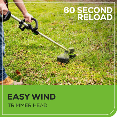 Person using 80V Brushless Cordless String Trimmer With 16 Inch Cut, 0.080 Inch Dual Line, Variable Speed in garden