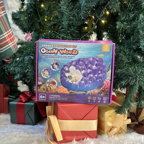 Ocean Fossil Dig Kit For Kids Dig Up Real Shells And Seasnails Excavation STEM Marine Biology And Geology Science Toy 20 Plus Fossils Hidden In A Coral Shaped Dig Brick Educational Hands On Discovery Gift For Boys And Girls Ages 6 And Up, box on gifts