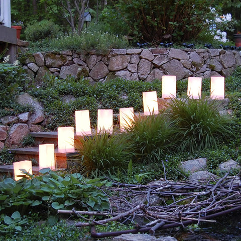 White Plastic Luminaria Lanterns Pack Of 100 With Printed Design for indoor and outdoor use, lighting garden path