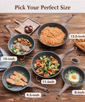 Kickin Nonstick Frying Pan With Swiss Granite Coating For Effortless Omelets And Everyday Cooking PFOA Free Stone Cookware sizes