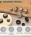 POM V Slot Pulley Wheels Set With 625zz Bearings For Slick High Speed Gantry Motion In DIY 3D Printers And CNC Machines 24mm OD 5mm ID 6mm Wide Black Finish, 625ZZ bearings