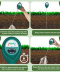 Four-step guide using Five Point Five Inch Deep Probe Soil Moisture Meter for Indoor and Outdoor Plants in garden soil