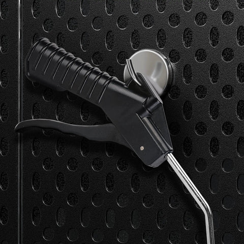4 Piece Air Blow Gun Kit With One Quarter Inch Brass Inlet And Angled Nozzle For Tight Spaces Pistol Grip on perforated metal