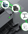 Electric Couch Power Recliner Adapter 29V 2A Power Supply For Most Lift Chairs And Recliners With 2 Pin Flat Round Plug, Plug And Play, black adapter with power cord and chair icons