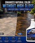 Before and after of stone pavers treated with Juice Up Faded Natural Stone Pavers Concrete With This Killer Color Enhancer Sealer Quart Size