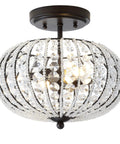 Oil Rubbed Bronze 11.7 Inch 2-Light Iron And Acrylic Crystal Semi-Flush Globe Ceiling Light For Bedroom And Hallway With Included LED Bulbs Modern Glam Statement Clean Lines Easy Install Premium Look