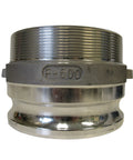 Close-up of 6 Inch Aluminum Cam And Groove Fitting With F600 Male Camlock Coupler And Male NPT Thread, Leakproof Quick Disconnect