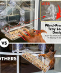 2026 Window Bird Feeder With Windproof Tray Lock, Chewproof PC Build, Strong Suction Cups installed with squirrel