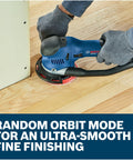 Heavy Duty Electric Orbital Sander Featuring A Kick Butt Turbo Mode For Brutal Wood Stock Removal And Smooth As Silk Finishing - 7.5 Amp Corded Power Tool Makes Hardwood Flooring Jobs A Total Breeze in use on wood flooring.
