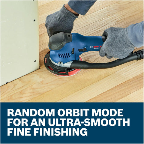 Heavy Duty Electric Orbital Sander Featuring A Kick Butt Turbo Mode For Brutal Wood Stock Removal And Smooth As Silk Finishing - 7.5 Amp Corded Power Tool Makes Hardwood Flooring Jobs A Total Breeze in use on wood flooring.