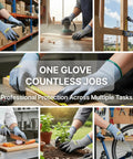 Level 5 Cut Resistant Work Gloves Cru553 used in various jobs including woodwork, metalwork, gardening, and kitchen tasks