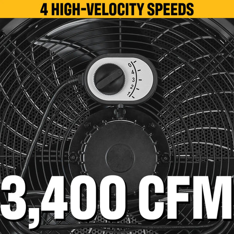 Close-up of control dial on Beefed Up Heavy Duty 18 Inch High Velocity Drum Fan With 3400 CFM 4 Speed Control.