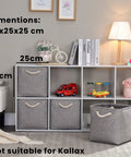 Hella Roomy Gray Fabric Cube Storage Boxes With Quick Fold Down Design For Closets And Shelving Units featuring a gray storage box, 25x25 cm dimensions.