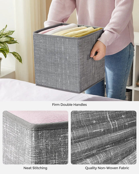 Rock Solid Foldable Storage Cubes Set Of 6, Durable 11 Inch Closet Organizers With Reinforced Handles Heavy Duty Textile Boxes Straight Up Gonna Organize Your Home Office Bedroom Walk In Closet Space Saver No Sweat Today