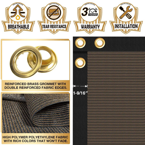 Privacy Fence Screen 5 Feet By 20 Feet Heavy Duty Mesh Windscreen Cloth with brass grommets and reinforced polyethylene fabric.