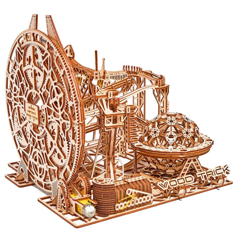 Assembled Electric Motorized Wooden Marble Run Kit For Adults A Dope 3D Puzzle That You Build Yourself Big 15 By 14 Inch Roller Coaster Model
