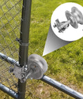 Sliding Gate Rollers 5 Inch Galvanized Steel Pipe Track Wheels For Chain Link Sliding Gates, Installed View