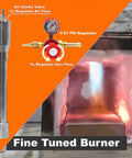 Propane Forge With Triple Burner And Side Door For Knife Making And Farrier Tools, showing air choke valve and gas regulator