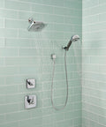 Ashlyn Chrome 3 Function Shower Diverter Trim Kit With 3 Way Diverter Modern Sleek Lines on turquoise tiled wall