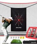 10x7ft Golf Net With Chipping Mat And Silk Target, Foldable Practice Net For Backyard Driving, Indoor Outdoor Use, Includes 6 Balls, 8 Tees, Carry Bag, 5-Ply Netting Up To 200 MPH.