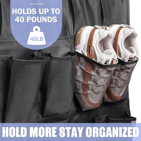 Over The Door Shoe Organizer With 35 Roomy Mesh Pockets Holds Sneakers Heels And Boots Hella Spacious solid heavy-duty black rack with shoes.
