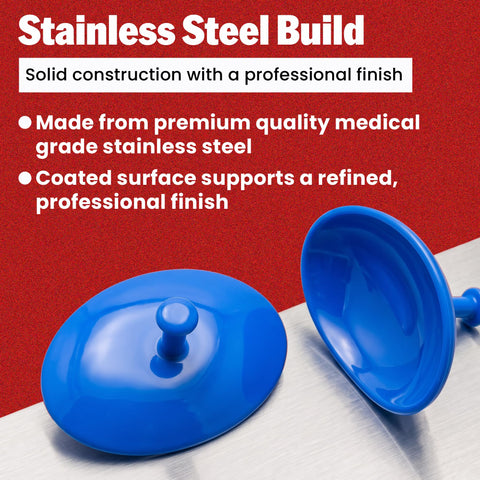 Tough As Nails Stainless Steel Corneal Eye Shields Large 29Mm X 21Mm With Slick Protective Coating Set Of Two showcases blue stainless steel build.