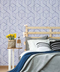 Geometric Hexagon Peel And Stick Wallpaper Blue And White Self Adhesive Vinyl Film For Home Decor Removable Contact Paper in bedroom