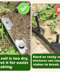 Landscape Edging Anchoring Spikes 6 Inch 30 Pack for Weed Barrier Lawn Paver Edging Stakes Garden Fence and Artificial Turf installation in dry and rocky soil.