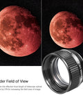 Moon image comparison showing wider field with Focal Reducer F6.3 For SCT Telescopes, 37 Percent Focal Length Reduction.
