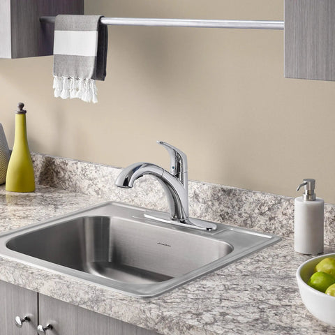 Colony Top Mount ADA 15x15 Stainless Steel Single Bowl Kitchen Sink With Drain And Installation Hardware Includes Cutout Template
