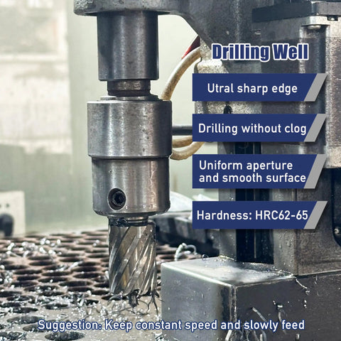 Heavy Duty M2 High Speed Steel Annular Cutter Step Drill Bit 3/4 Inch Cutting Diameter With Weldon Shank for drilling smoothly in metal.