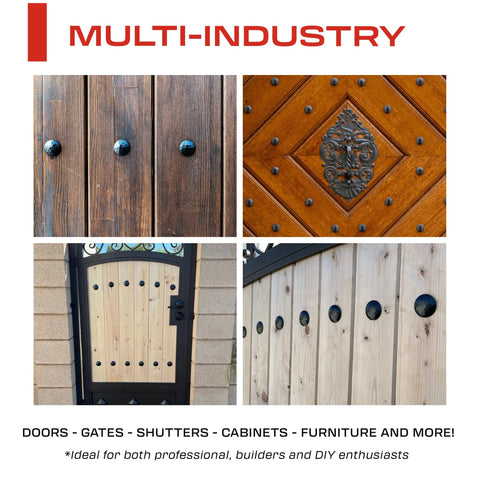 Top Shelf 50 Pack Of One Inch Iron Clavo Nails Features Speckled Matte Black Look on wooden door and cabinet designs.