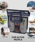 Mesh Shower Bag On The Go With Quick Dry Caddy, Zippered Tote And 2 Pockets, usable for gym, beach, travel, dorm, and camping.