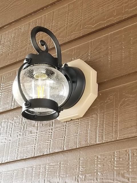 Vinyl Siding Mounting Block With Built-In Electrical Box For Outdoor Light Kit, Easy DIY Install On 1/2-Inch Lap Siding, White