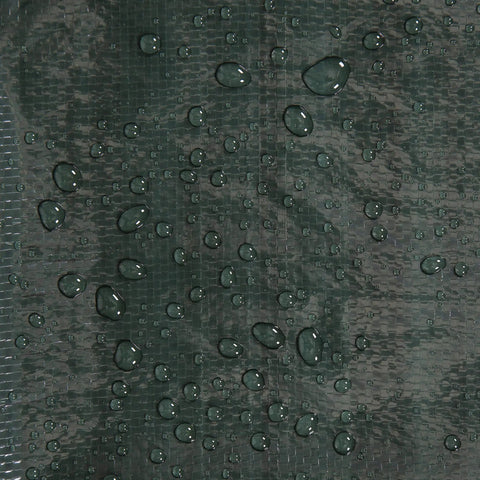 Medium Duty Ripstop Camping Tarp 6 By 8 Feet Waterproof Cover Dark Green 5 Mil Thick With Reinforced Grommets For Durable Outdoor Shelter And All Your Camping Needs showing water-resistant surface