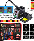 Digital Soldering Station Kit With Helping Hands, 60W Power, 5 Tips, Solder Wire, Digital Multimeter, Celsius Fahrenheit Conversion