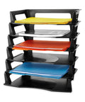 Regeneration Six Tier A4 Letter Tray Organizer Plastic Self Stacking Black Office File Tray For Documents And Folders Eco Friendly 25 Percent Post Consumer Recycled Content Great Desk Must Have
