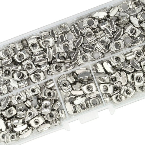 160 Piece Hammer Head T Slot Nut Kit For Aluminum Profiles M3 M4 M5 Drop In Nuts Built Tough With Nickel Plating in organizer box