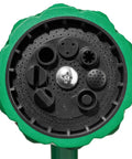 Close-up of 8 spray patterns on the 16 Inch Watering Wand For Garden Hose With Thumb Control Lever.
