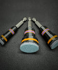 Turning tool set; three hex-shank tools with sanding wheels; sizes 1/2, 3/4, 1 inch