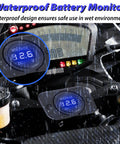 Car Battery Voltage Meter 12V 24V Digital Volt Gauge waterproof blue LED display installed in vehicle battery compartment