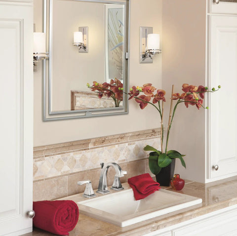 Hendrik 12 Inch One Light Wall Sconce In Satin Etched Cased Opal Glass Chrome Finish for hallways, bathrooms, mirrors
