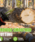 9.5 Inch Arc Curved Reciprocating Saw Blades Set With Storage Box For Tree Trimming And Wood Pruning close-up cutting tree