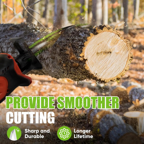9.5 Inch Arc Curved Reciprocating Saw Blades Set With Storage Box For Tree Trimming And Wood Pruning close-up cutting tree