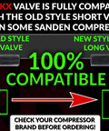 Comparison of old and new style valves on Sanden compressors showing compatibility for AC Compressor Control Solenoid Valve for Audi Volkswagen